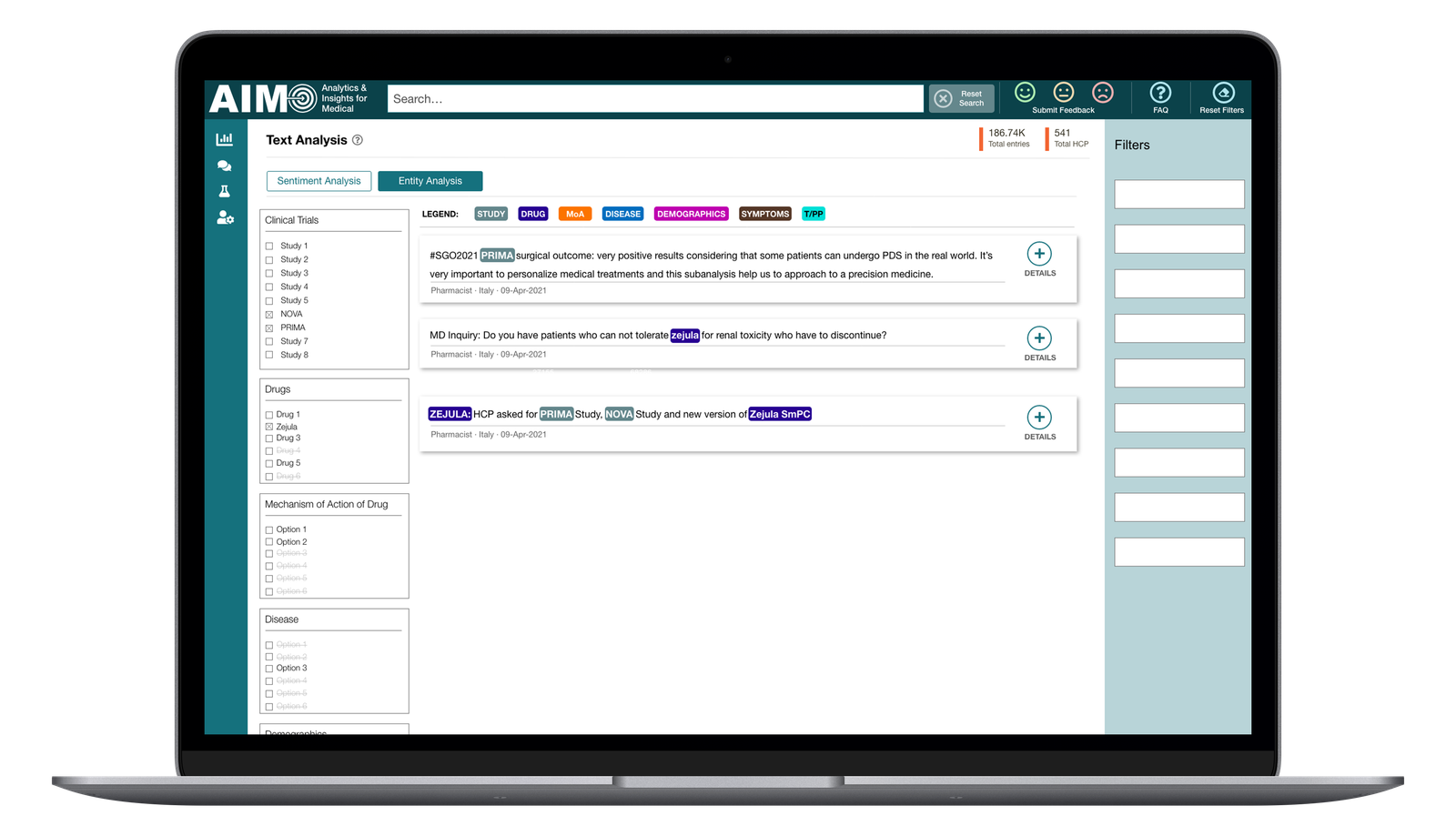 AIM dashboard trend view — exploratory visualization across long-dormant datasets.